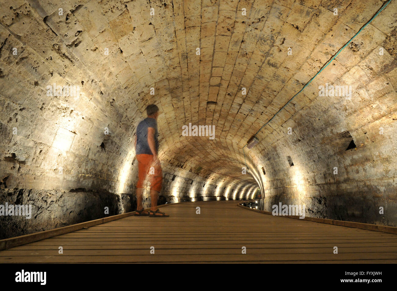Templer Tunnel, Kreuzfahrer Stadt, Akkon, Galiläa, Israel / Akko Stockfoto
