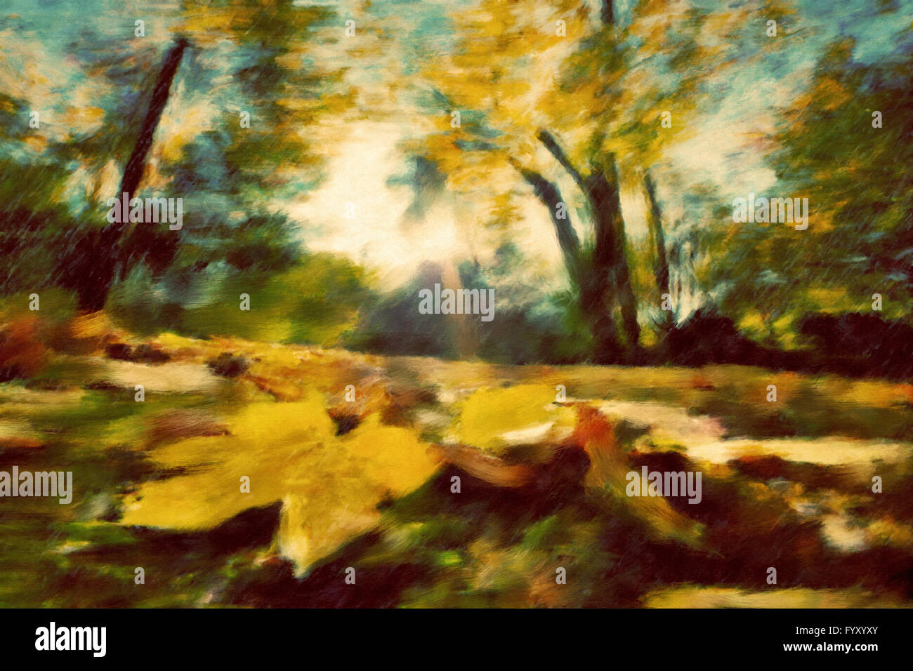 Herbst Park Vintage Malerei. Stockfoto