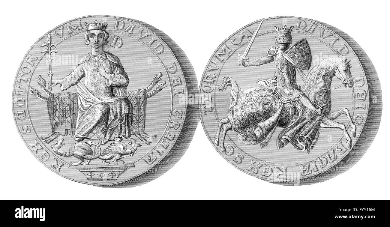 Siegel des David i., Prinz von Cumbrians, König der Schotten Stockfoto