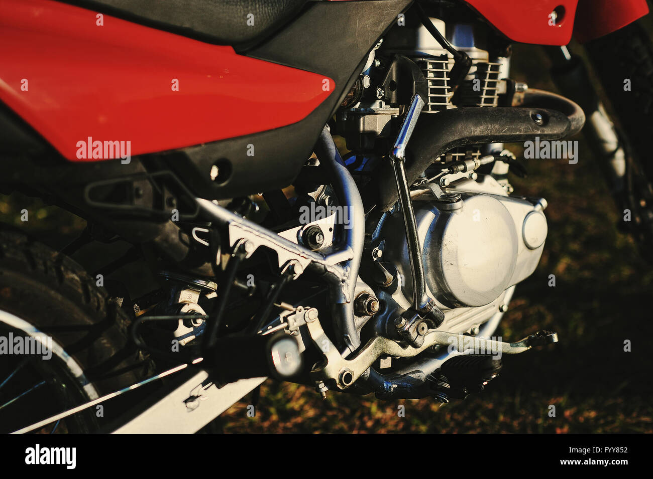Der Motor des Enduro-Motorrad Stockfoto