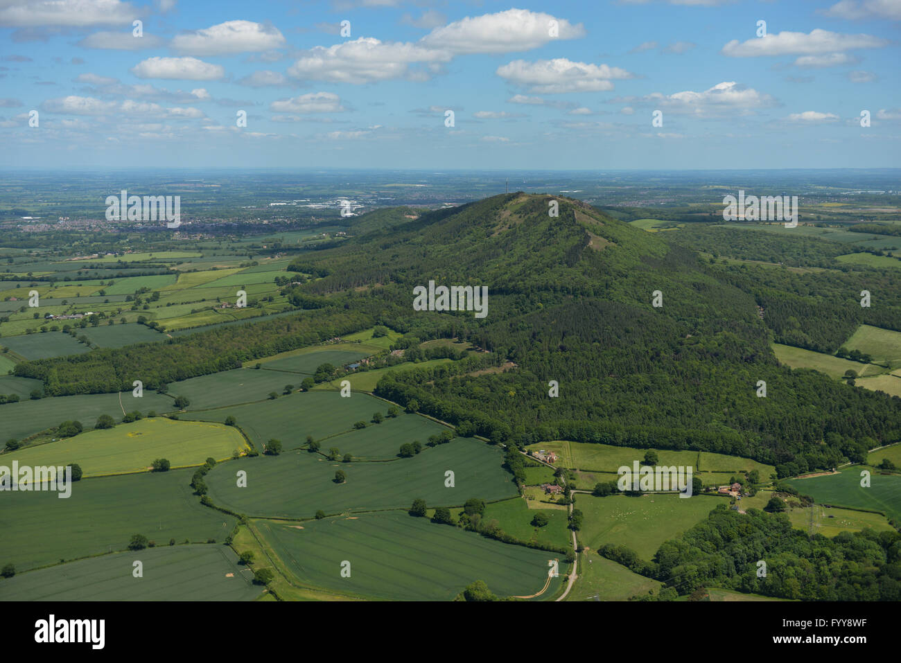 Eine Luftaufnahme des The Wrekin und Shropshire Umland Stockfoto