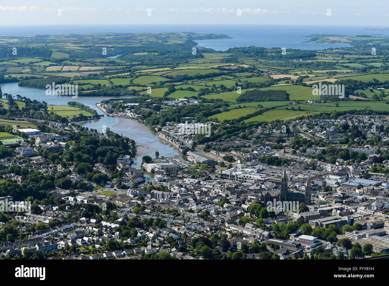 Allgemeine Luftaufnahmen der kornischen Stadt Truro Stockfoto