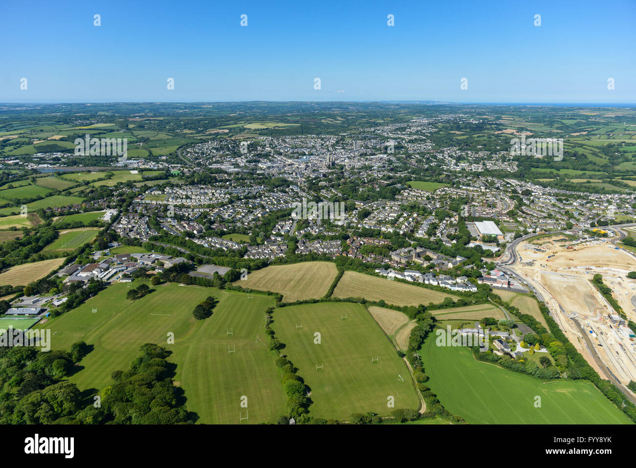 Allgemeine Luftaufnahmen der kornischen Stadt Truro Stockfoto