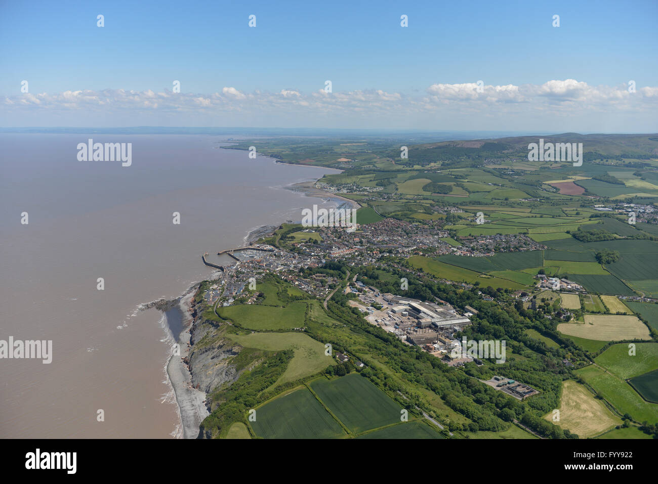 Eine Luftaufnahme von der West Somerset Küste rund um die Stadt Watchet Stockfoto