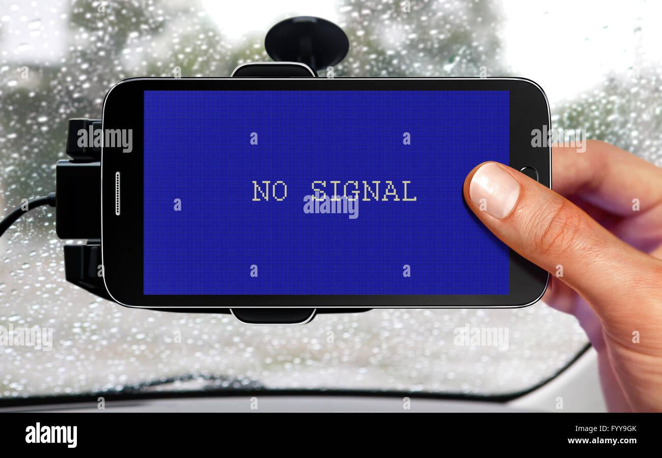 kein Signal vom tragbaren Gerät für Auto-navigation Stockfoto