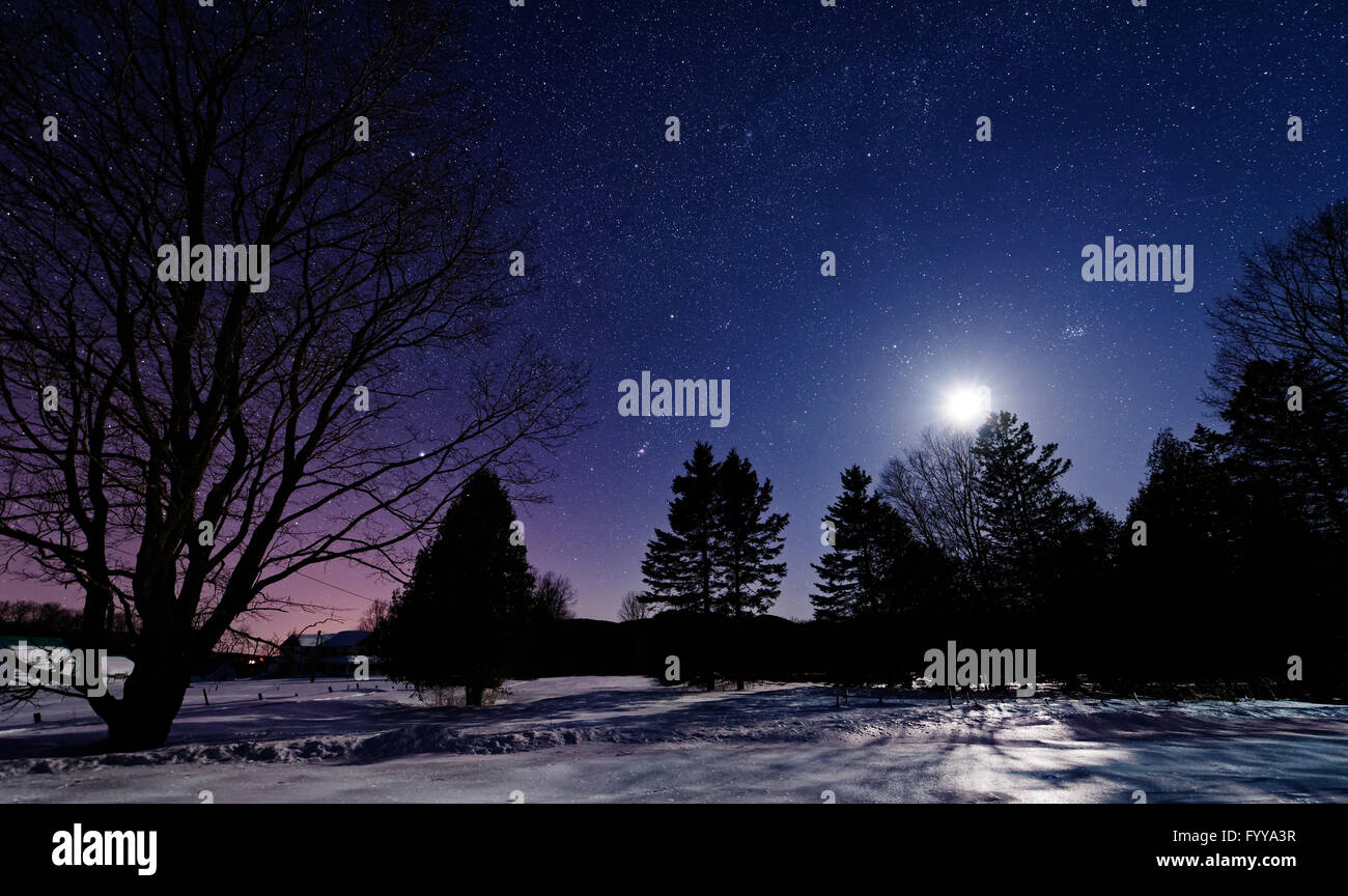 Sternenklaren Winternacht in Quebec Stockfoto