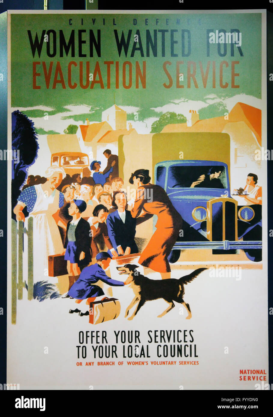 Zweiten Weltkrieg Evakuierung Service Rekrutierung Plakat Stockfoto