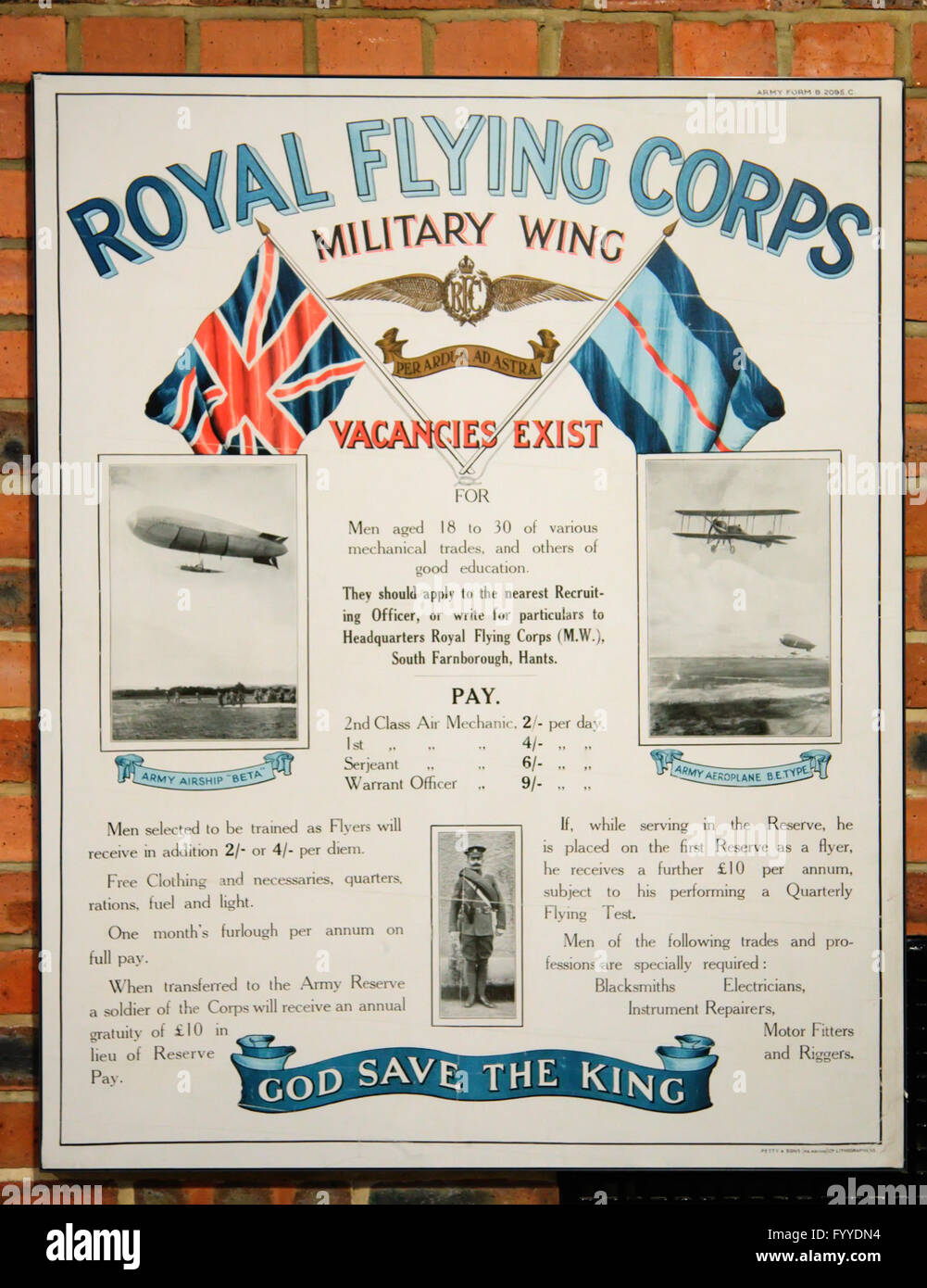 Ersten Weltkrieg Plakat für das Royal Flying Corps Stockfoto