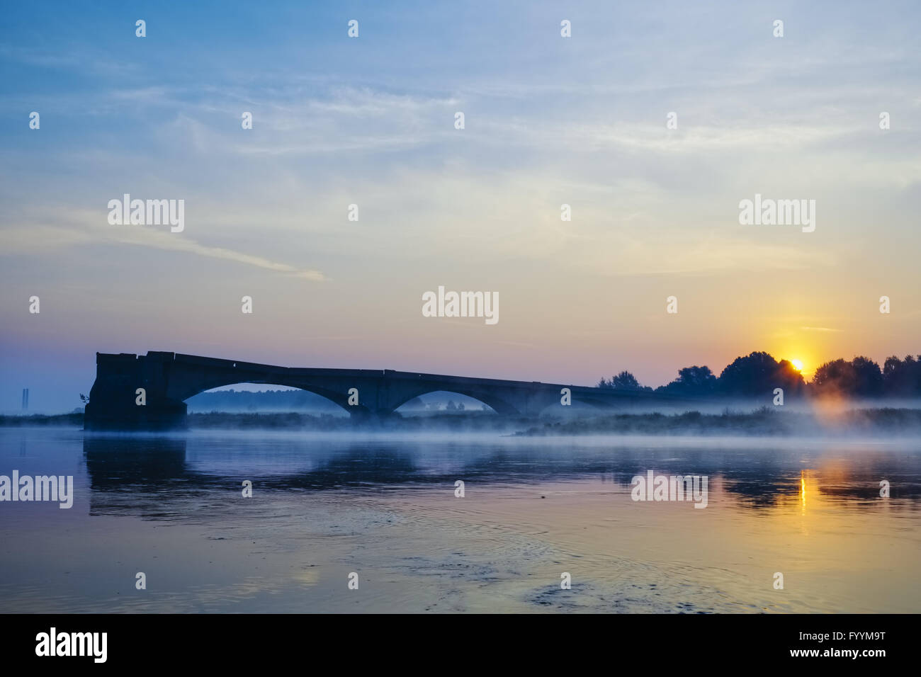 Gesprengt, Brücke am Fluss Oder, Deutschland Stockfoto