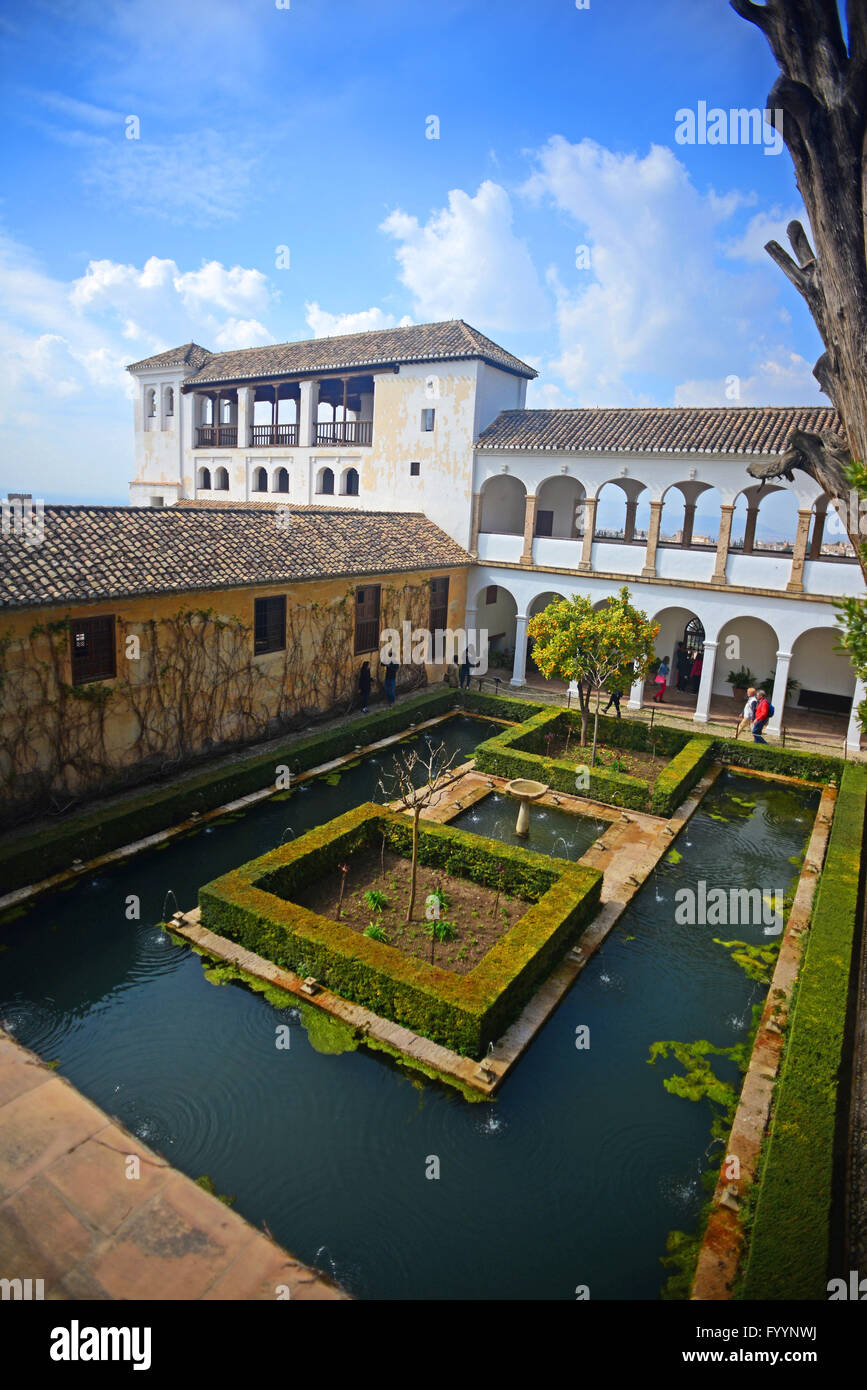 Die Gärten des Generalife in der Alhambra, Palast und Festung Komplex