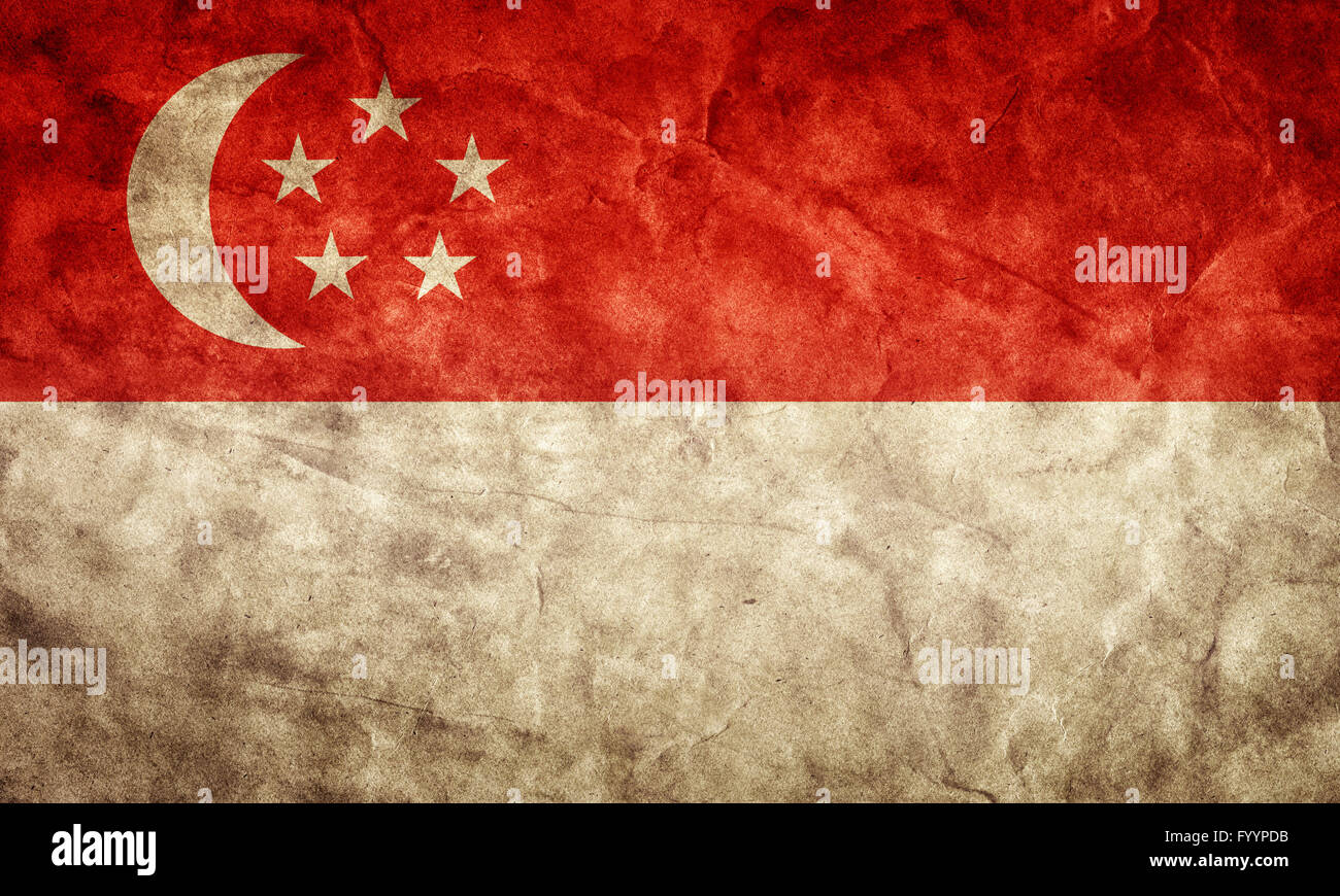 Singapur-Grunge-Flagge. Jahrgang Stockfoto
