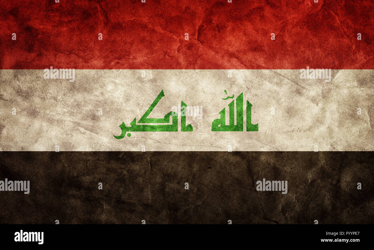 Iraq - irakische Flagge auf altem Grunge-Hintergrund