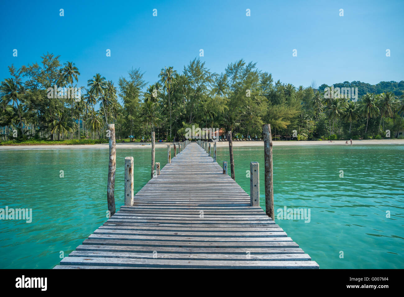 Tropischen Meer und Anlegestelle, Urlaub-Hintergrund Stockfoto