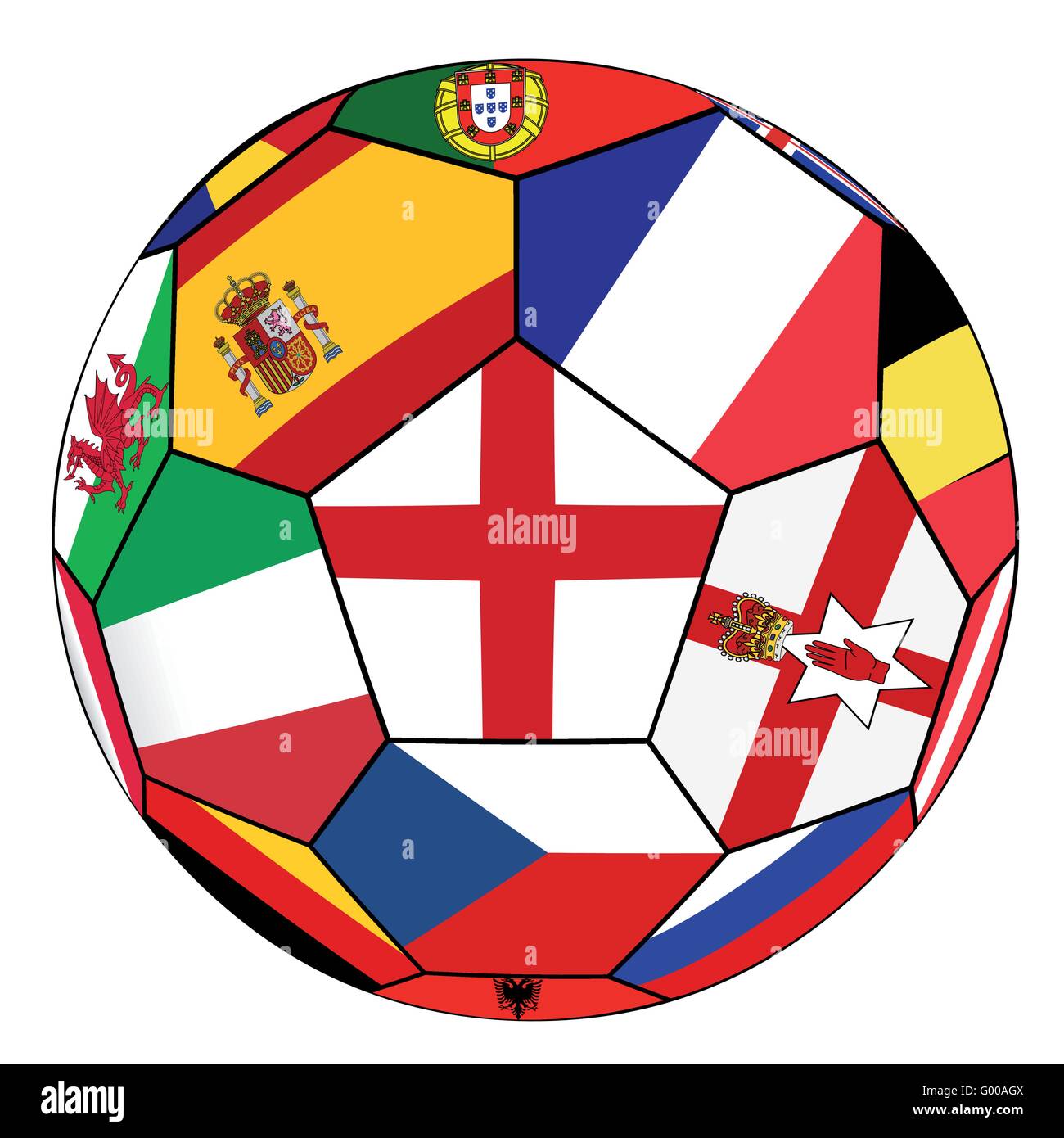 Fußball mit Flagge von England in der Mitte Stock Vektor