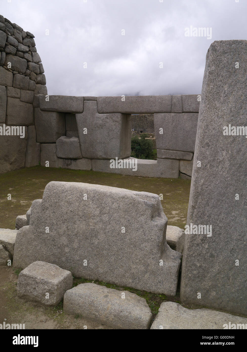 Gebäude am Machu Picchu, Peru Inka Mauerwerk zeigen Stockfoto