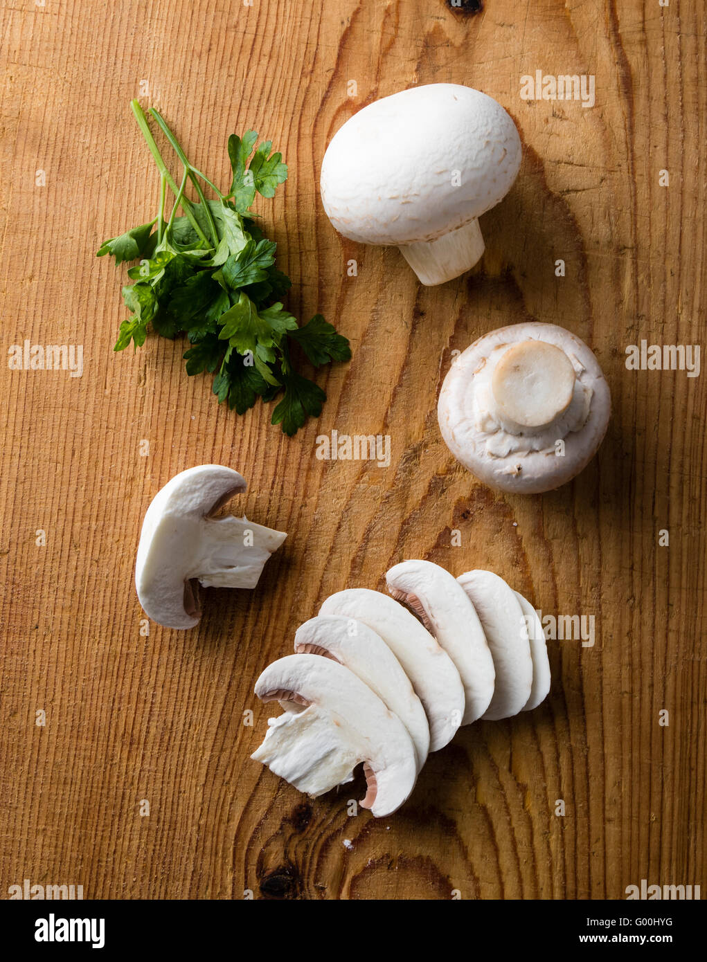 in Scheiben geschnittenen Champignons weiße champignon Stockfoto