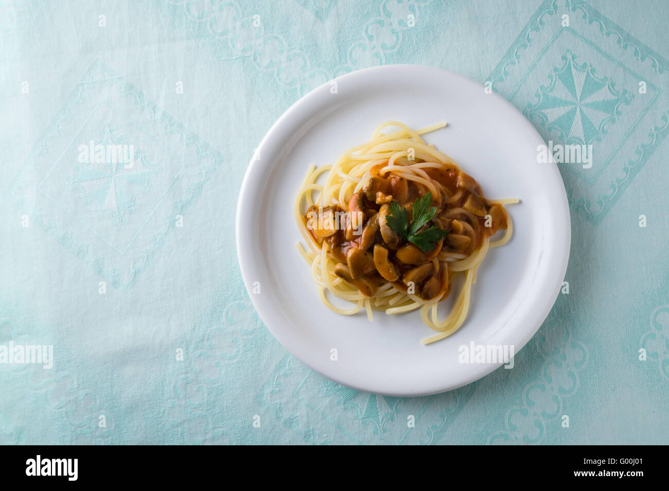Pilze Champignon spagetti Stockfoto