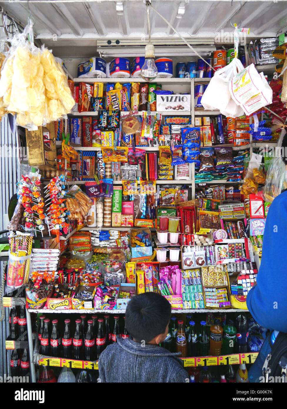 Händler-Stall im Zentrum von La Paz Bolivien Stockfoto