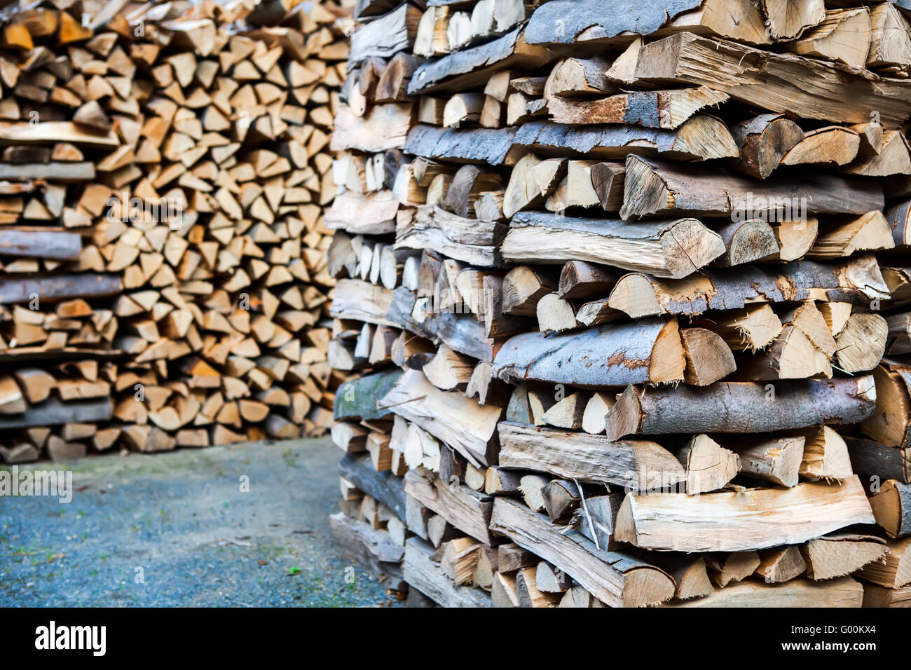 Scheitholz-Stack. Stockfoto