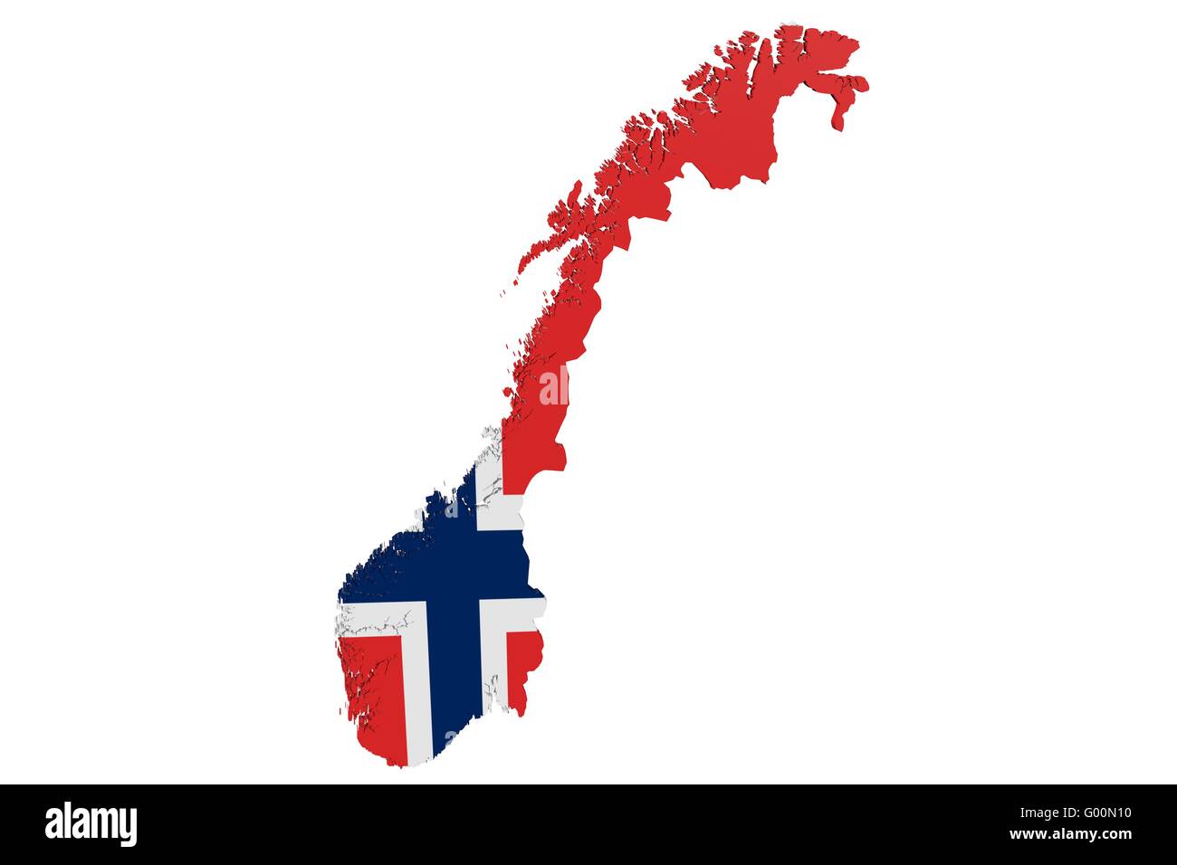 Norwegische Flagge Karte Stockfoto