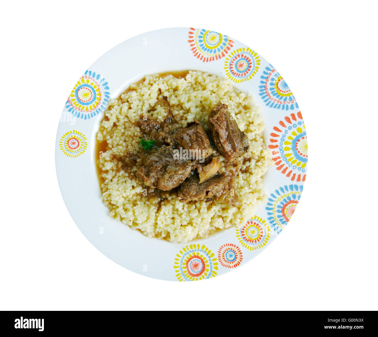 Kusksu - Couscous mit würzige Rindfleisch Stockfoto