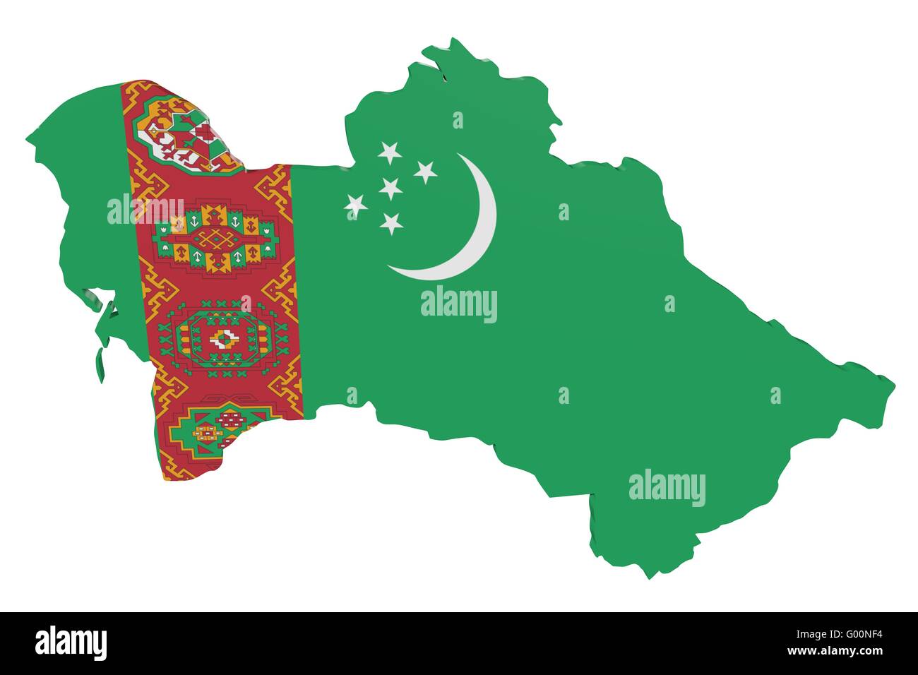 Turkmenistan Flagge Karte Stockfoto