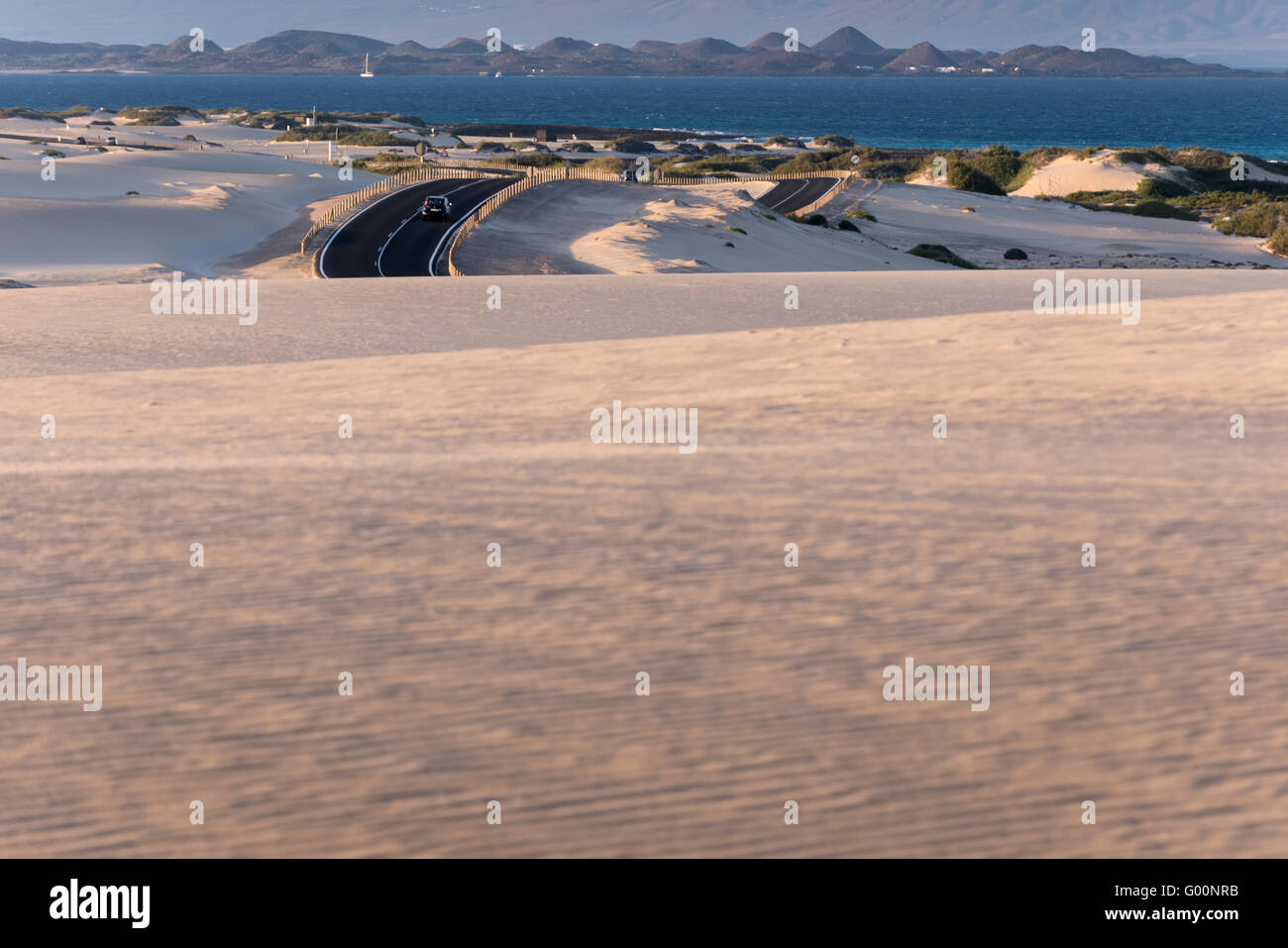 FV-1 Straße Grandes Playas Corralejo Fuerteventura Kanaren Spanien Stockfoto
