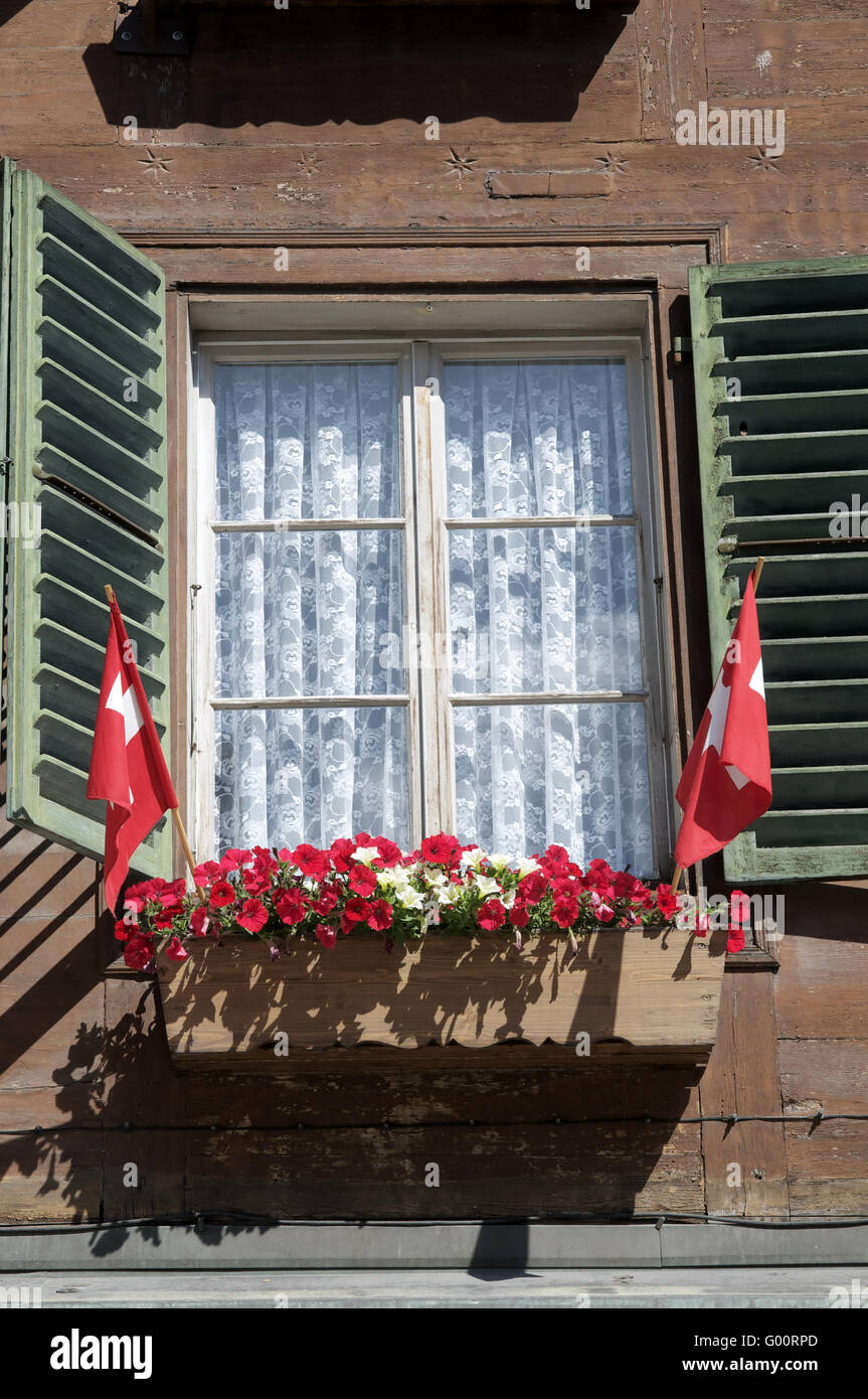Schweizer Fenster Stockfoto