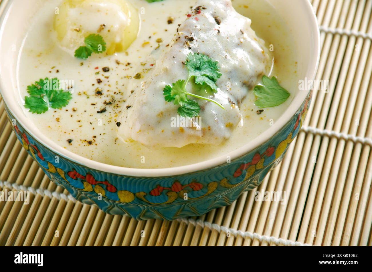 Türkische würzigen Fischsuppe - Balık Chorbası Stockfoto