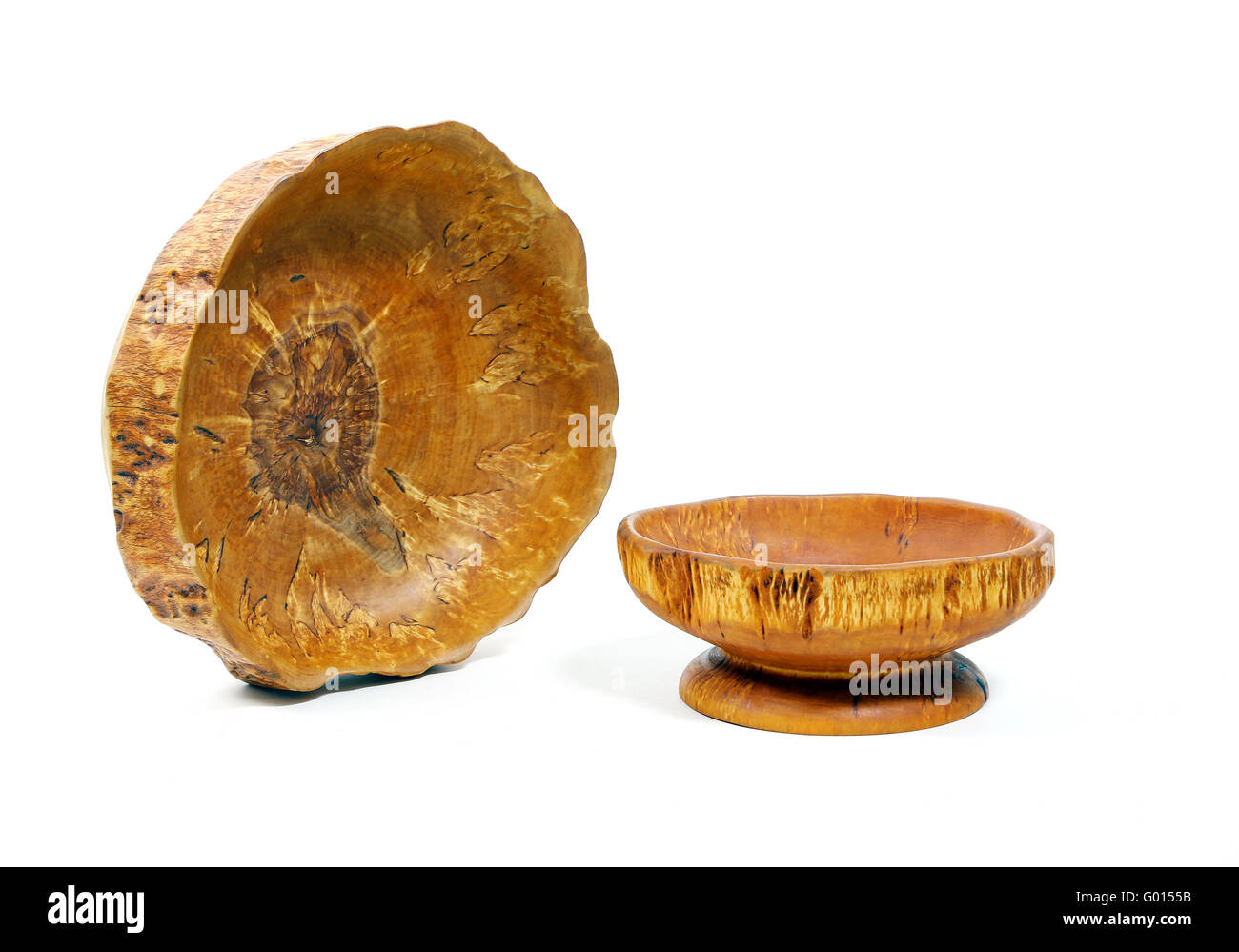 zwei Vasen aus Holz Stockfoto