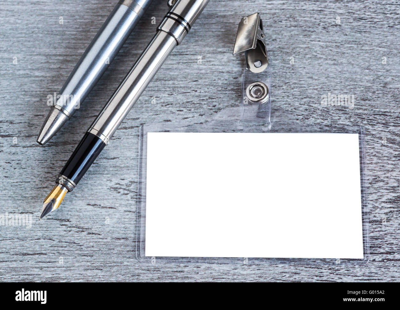 Stift, Abzeichen, leere ID-Karte, Abzeichen Stockfoto