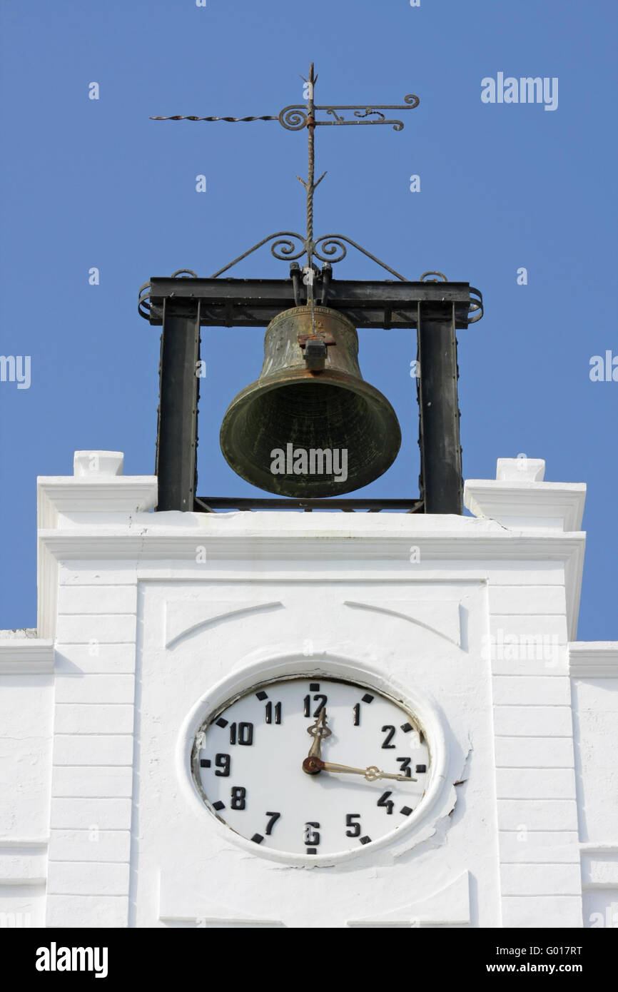 Glockenturm in Vejer. Andalusien Stockfoto