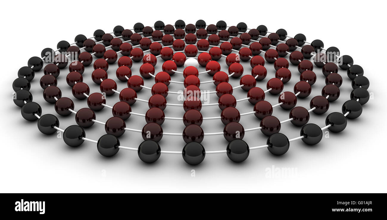 Ein Ring Farbverlauf von Schwarz, rot und weiß in der Mitte.  Als Konzept für die Vielfalt Stockfoto
