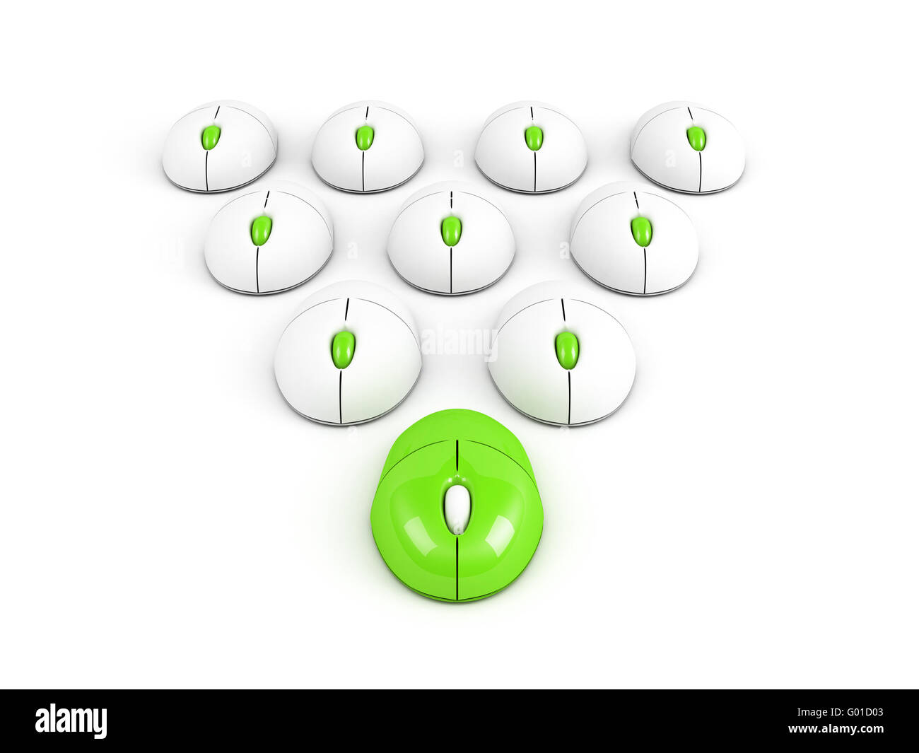 Grün, die führenden Computer-Maus-Führung-Konzeption Stockfoto