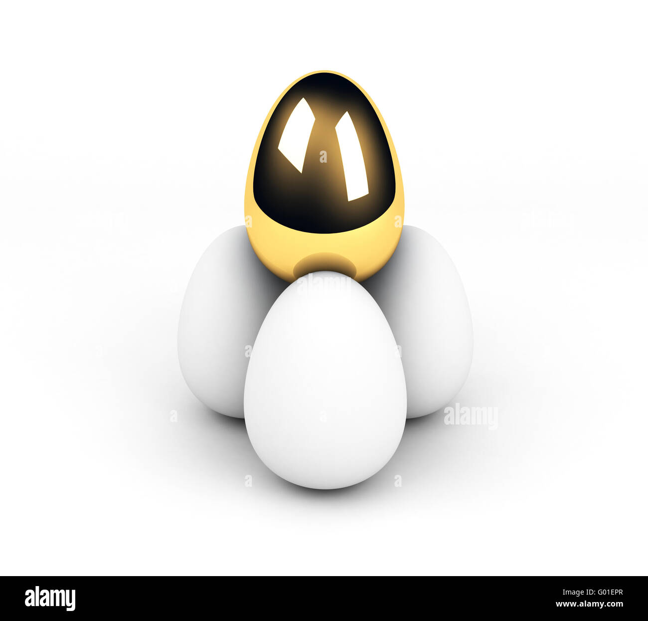 goldenes Ei über die Masse-Führung-Konzeption Stockfoto