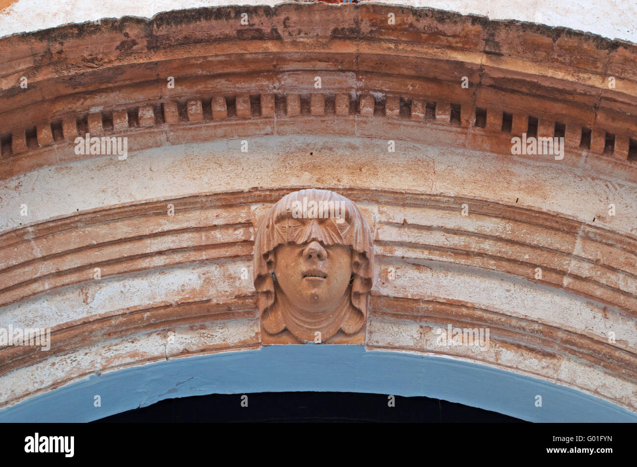Menorca, Balearen, Spanien: Details der Architektur auf einen Palast in Es geboren Square, Ciutadella Stockfoto