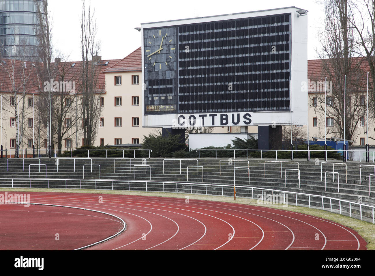 Leichtathletik-Stadion in Cottbus Stockfoto