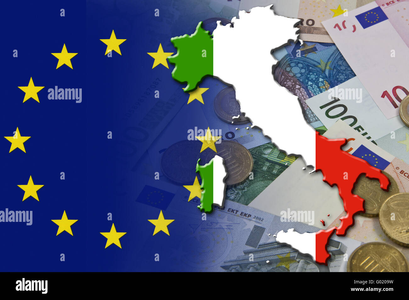 Finanz- und Wirtschaftskrise im Euroraum in Europa das Land Italien Stockfoto