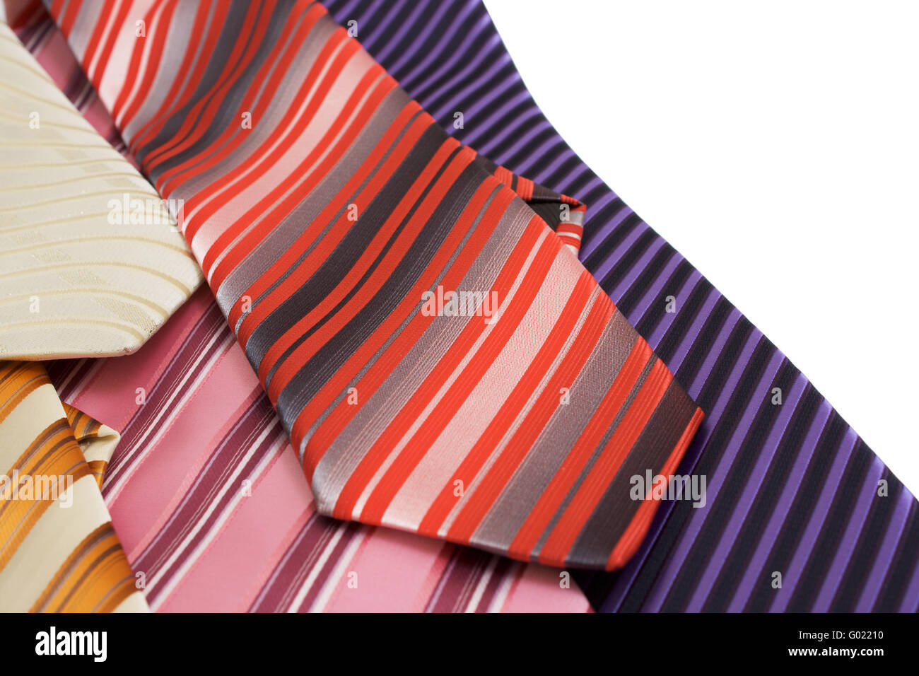 Textilhintergrund von Multi farbige gestreifte Krawatten Stockfoto