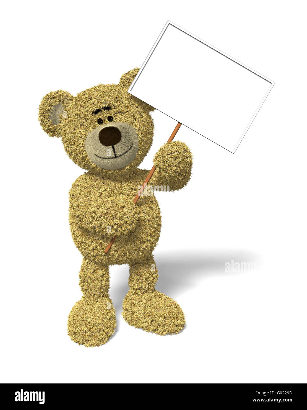 NHI Bär mit einem Schild Stockfoto