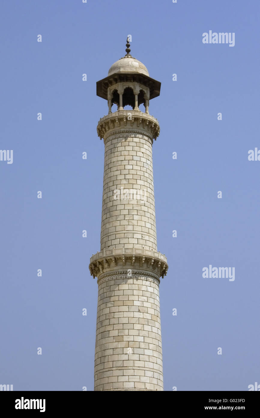 Minarett der das Taj Mahal in Agra, Indien Stockfoto