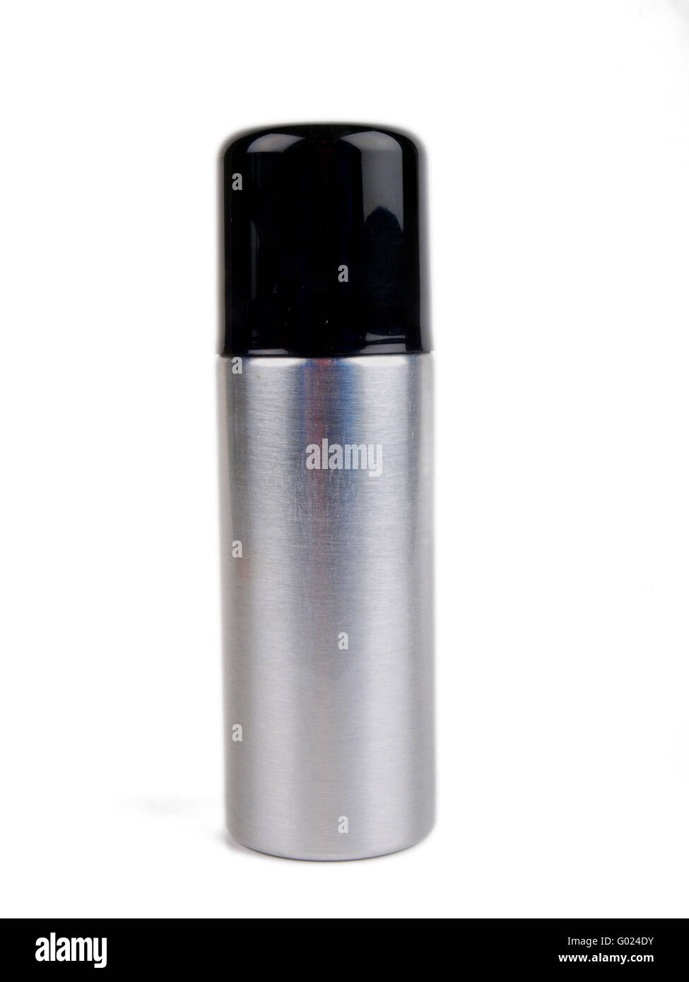 Sprühdose. Hautnah auf weißem Hintergrund Stockfoto