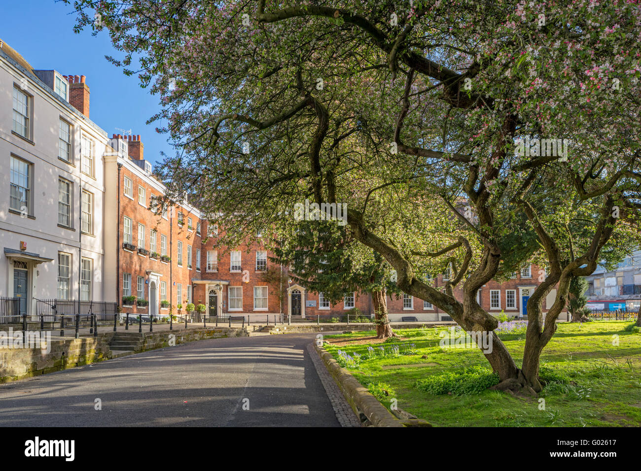 Georgianische Architektur im College Yard von Worcester Cathedral, Worcester, Worcstershire, England, UK Stockfoto