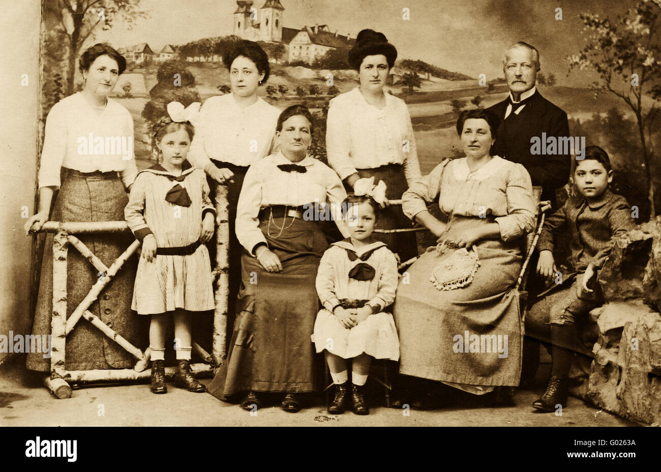 Großfamilie, historisches Foto, um 1915 Stockfoto