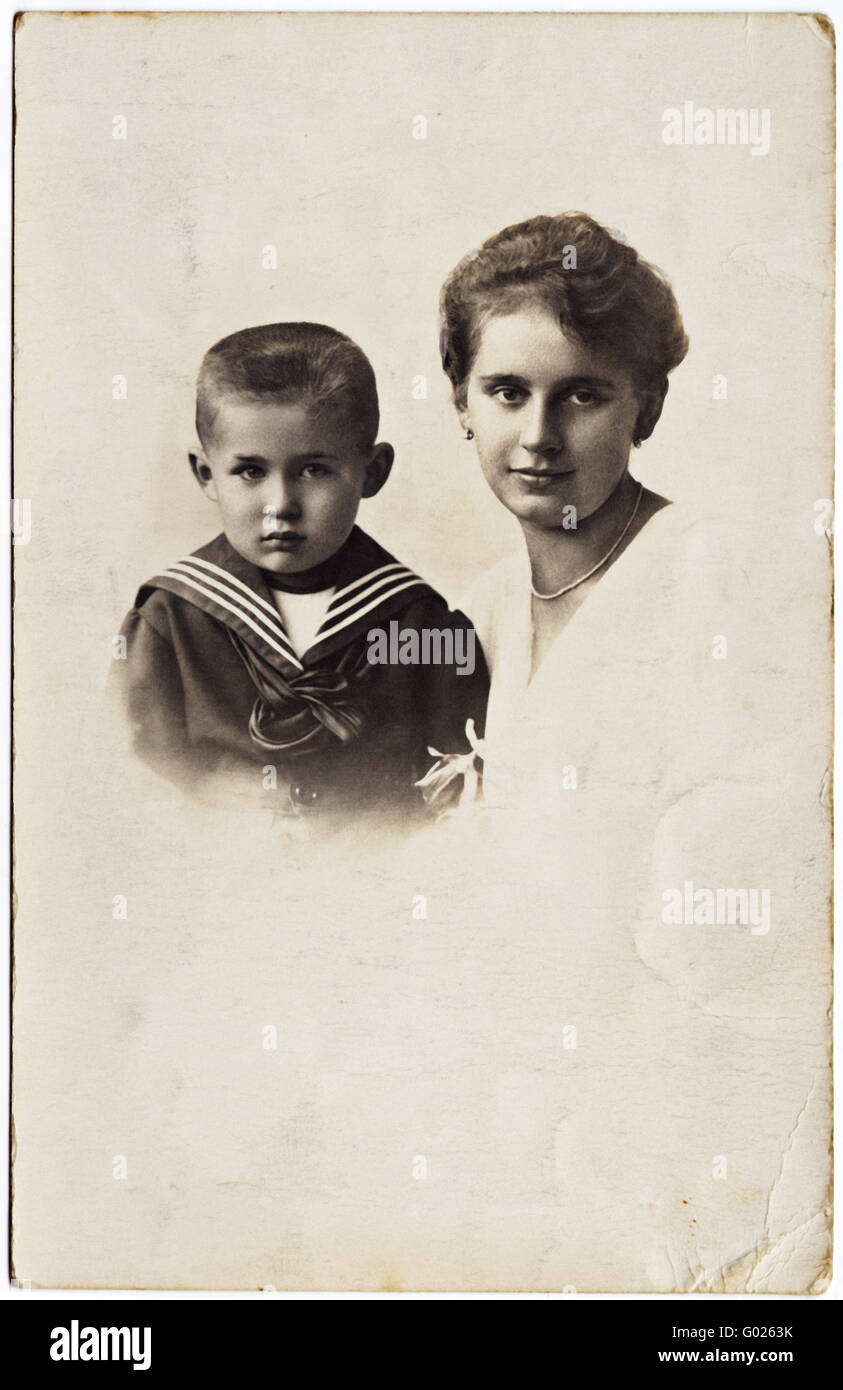 Drucken, Mutter mit Kind, historisches Foto, um 1918 Stockfoto
