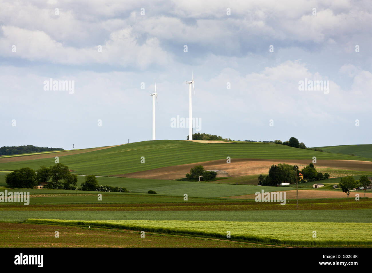 Wind-Engine auf einem Hügel in Niederösterreich, Österreich, Europa Stockfoto