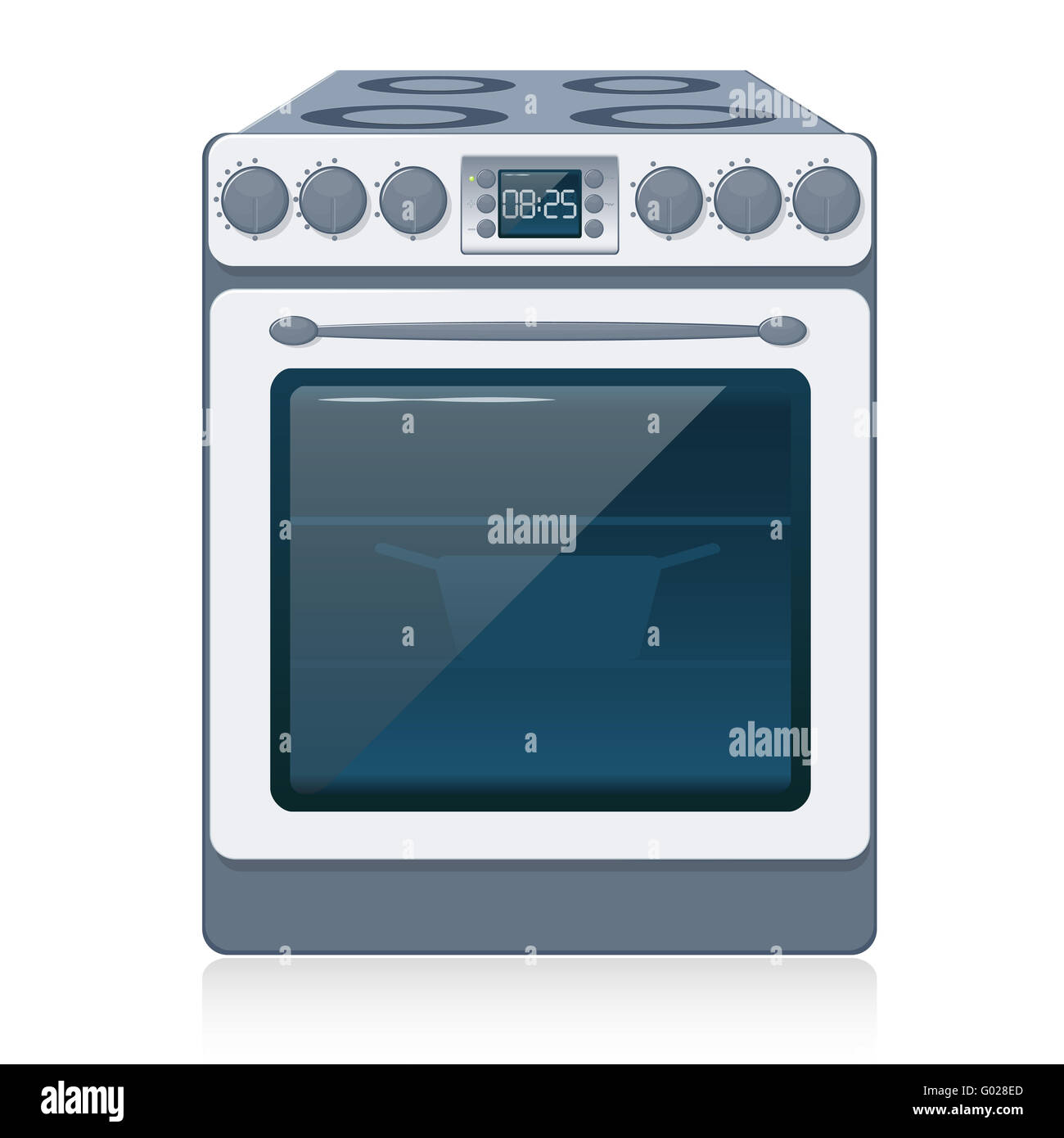 Küche Herd isoliert auf weiss. Vektor. Stockfoto