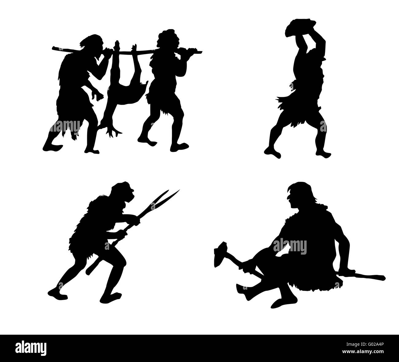 Vektor-Zeichenprogramm des primitiven Menschen auf weißem Hintergrund Stockfoto