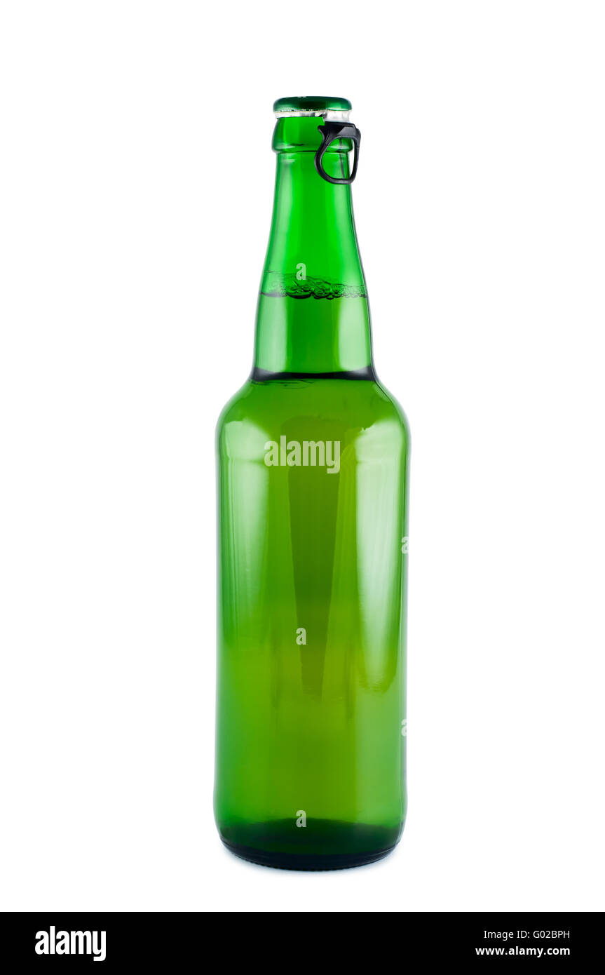Eine Flasche Bier ein Bild im Studio isoliert auf weißem Hintergrund. Stockfoto