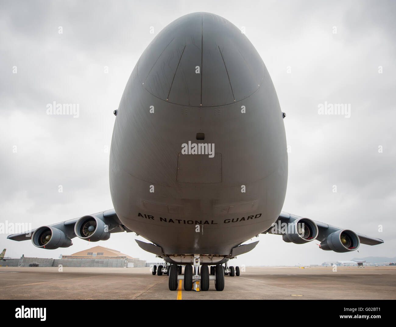 Busan, Südkorea - März 4: C-5 Galaxy ist das größte Frachtflugzeug in Air Foce. Stockfoto